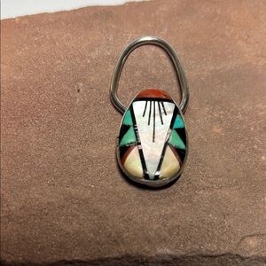 Rare Zuni Silver Multicolor Key Holder